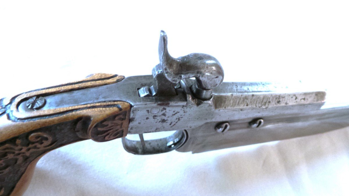 Chest Pistol - Combined Weapon With Bowie Type Fixed Blade - 19th Century-photo-4