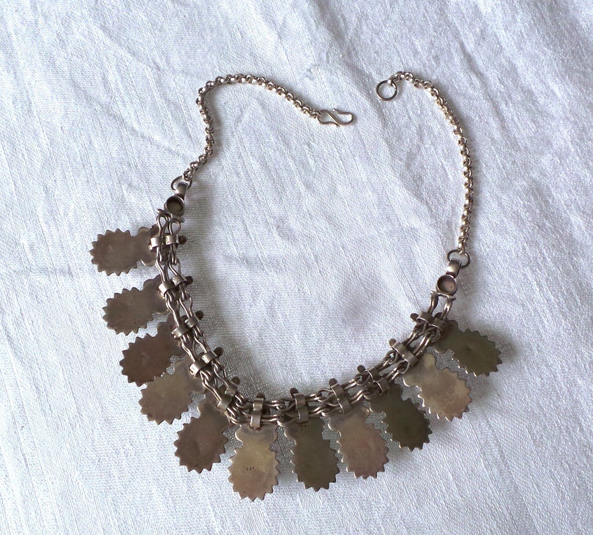 COLLIER AMERINDIENS " NAVAJO " -ARGENT 925 -TURQUOISE-CORAIL --photo-4