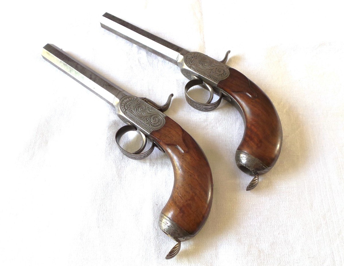 Pair Of Duel & Shooting Pistols With Chest And Percussion - 2nd Empire - Nap III° - 19th Century-photo-7