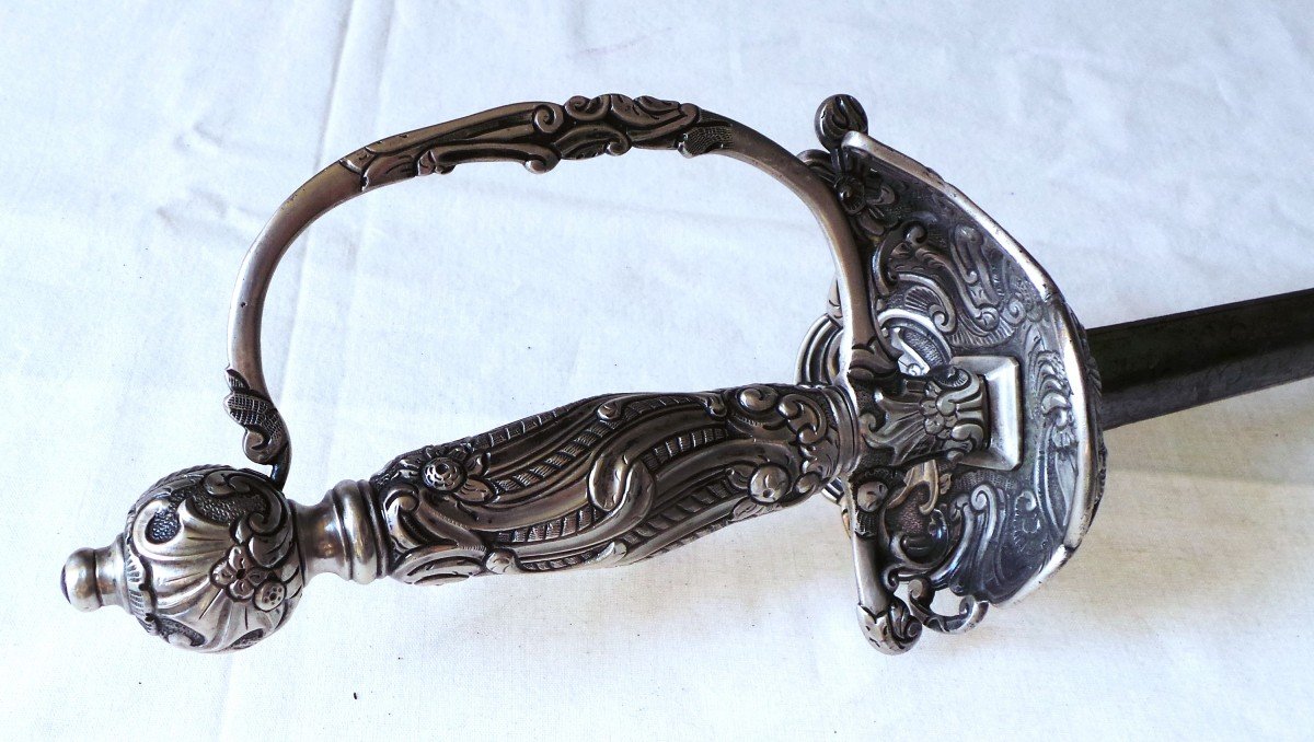 EPEE DE COUR MONTURE EN ARGENT ET PAS D ANE - EPOQUE LOUIS  XIV - XV - XVII° XVIII°-photo-8