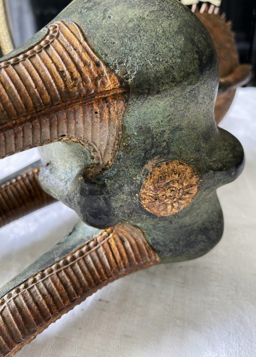 Thailand - Fo Dog - "singha" In Bronze With Green And Golden Patina - XX°-photo-4
