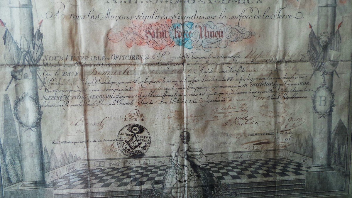 1ER EMPIRE -DIPLOME LOGE MILITAIRE ST-JEAN -33° REGIMENT INFANTERIE DE LIGNE - 1813 - XIX°-photo-7