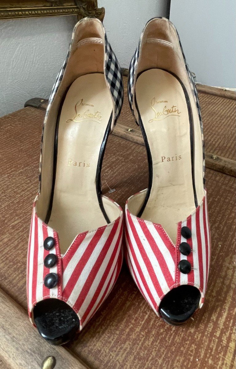 ESCARPINS HAUTS - MAISON " LOUBOUTIN " -T 39 - XX°-photo-3