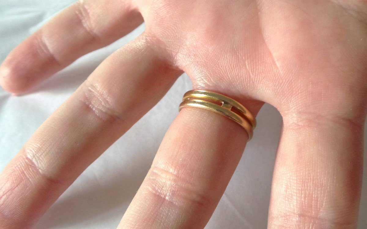 BAGUE PAIRE DE SERPENTS NOUES OR 18K - TETE D'AIGLE - DIAMANTS - SAPHIR -RUBIS - EMERAUDE - -photo-4