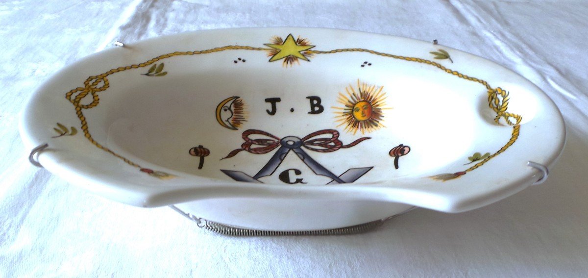 PLAT A BARBE DECOR MACONNIQUE- FAIENCE DE MEISSEN MANUFACTURE RITZENHOFF & BECKER -photo-2