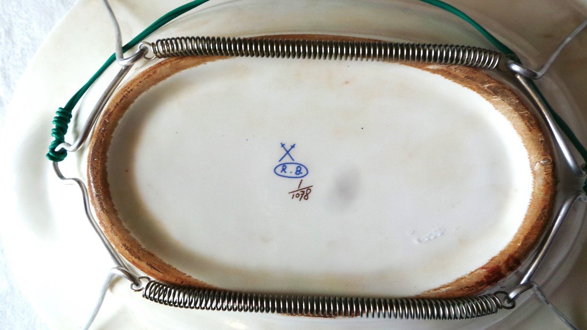 PLAT A BARBE DECOR MACONNIQUE- FAIENCE DE MEISSEN MANUFACTURE RITZENHOFF & BECKER -photo-4