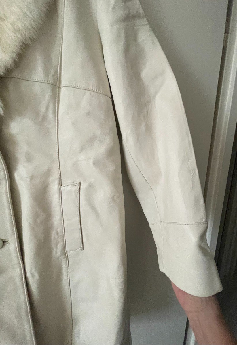 White Lambskin Leather Coat - Maison Wilson Leather Since 1899-photo-7