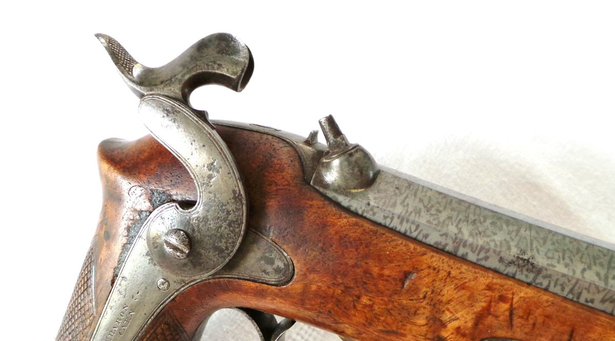 PISTOLET A PERCUSSION " HENRI GUSTAVE DELVIGNE - 1800-1876 " - CAL 14 - XIX° --photo-1
