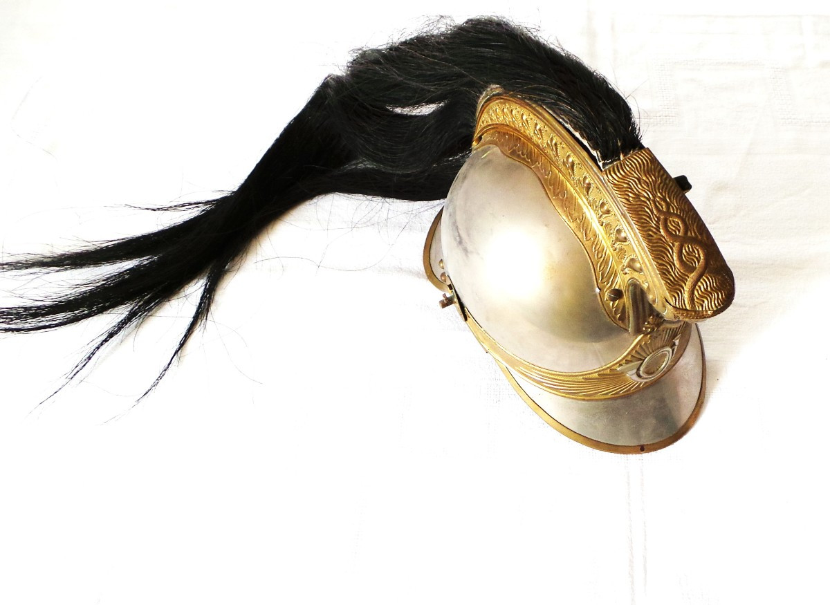 CASQUE A CIMIER DE CHASSEUR A CHEVAL- MOD 1910 -NICKELE-photo-2