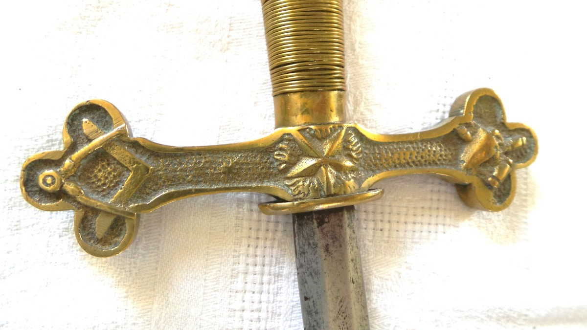Masonic Sword With Brass Mount - 19th Century-photo-3