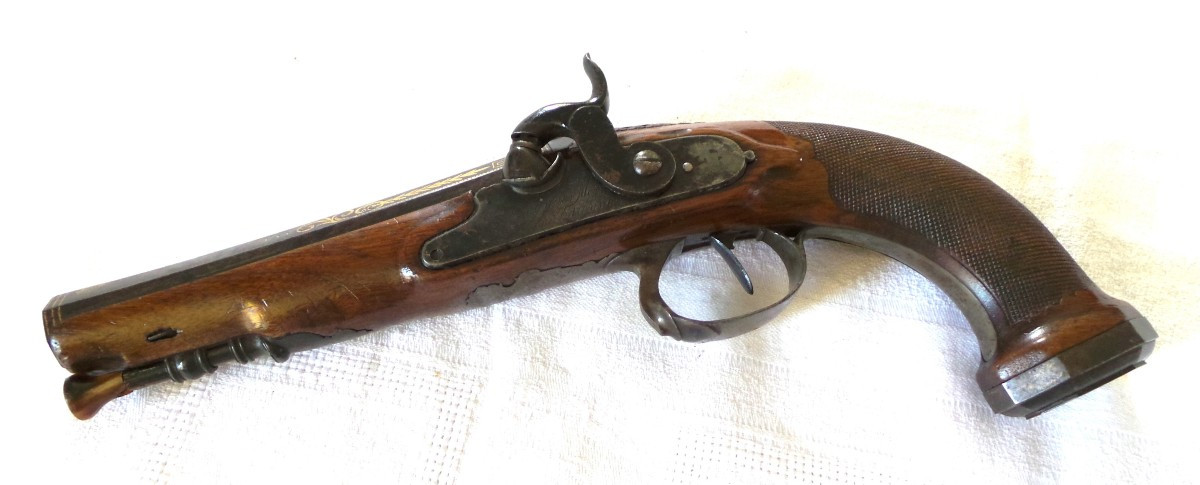 PISTOLET D'OFFICER PAR " GRANGER MERIEU " A  ST-ETIENNE ( 1780-1818 ) CONSULAT-1 ER EMPIRE-photo-2