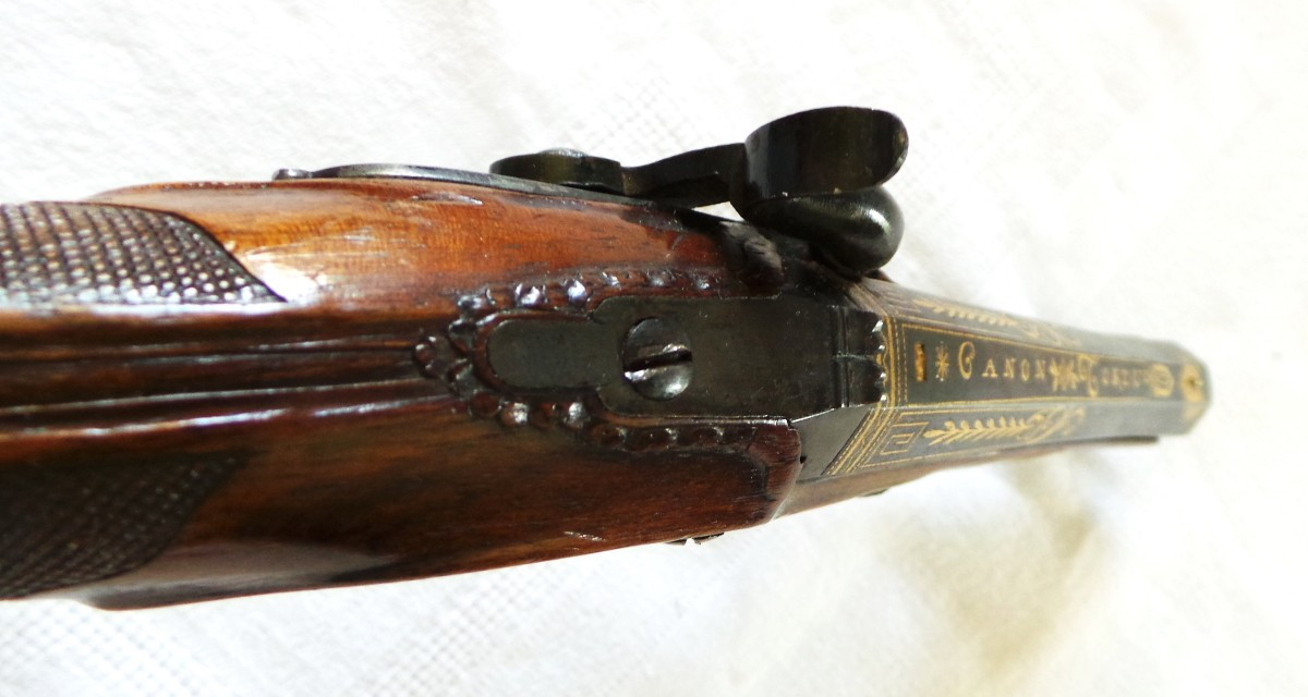PISTOLET D'OFFICER PAR " GRANGER MERIEU " A  ST-ETIENNE ( 1780-1818 ) CONSULAT-1 ER EMPIRE-photo-3