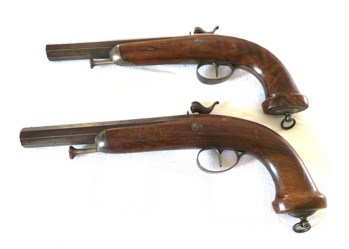 PAIRE DE PISTOLETS D'OFFICER -1830 - 1840 - EPOQUE " LOUIS PHILIPPE" XIX°.-photo-3