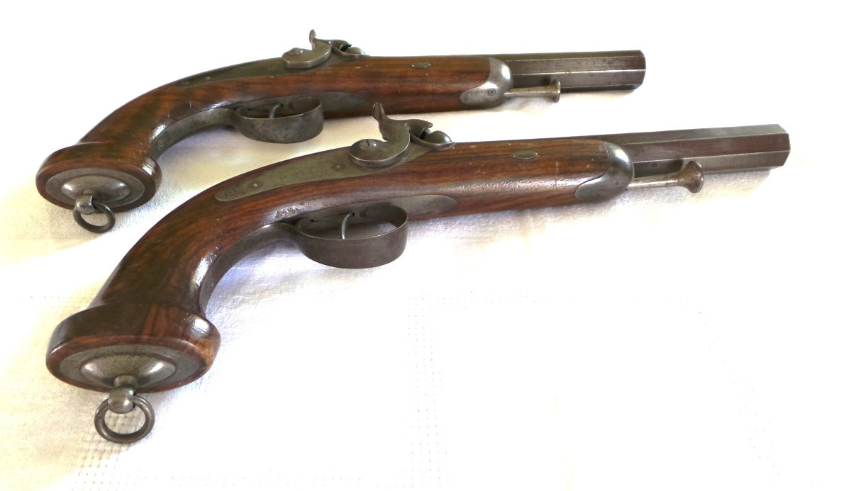 PAIRE DE PISTOLETS D'OFFICER -1830 - 1840 - EPOQUE " LOUIS PHILIPPE" XIX°.-photo-3