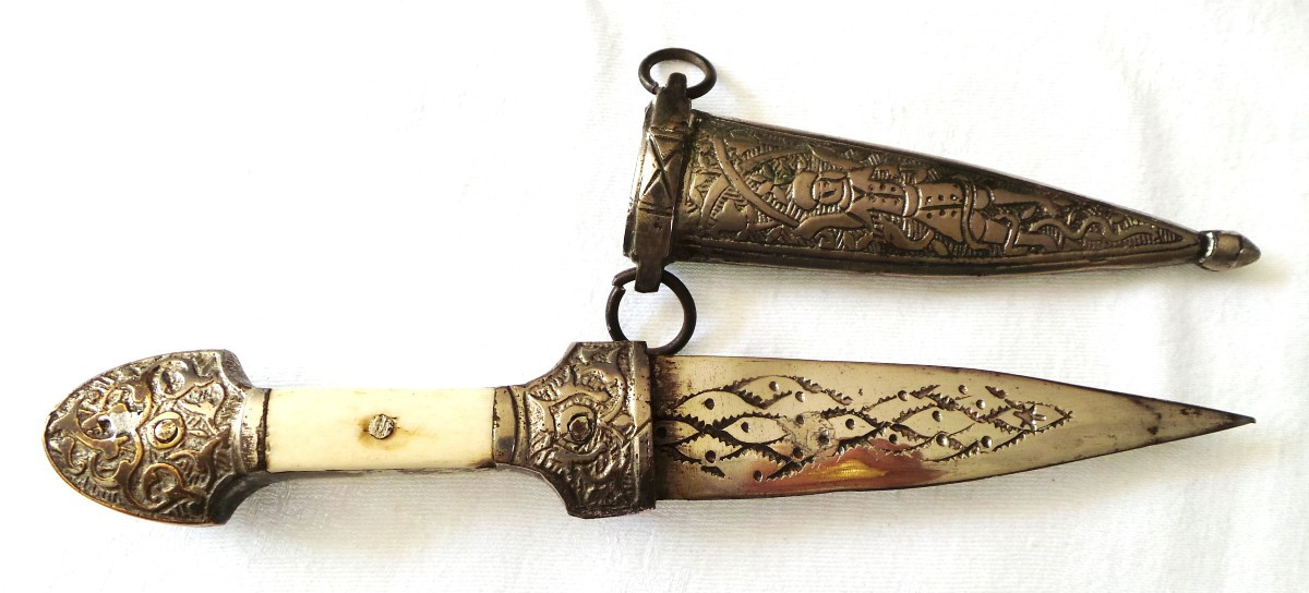 Ottoman Empire Small Kindjal Dagger - 19th Century-photo-3