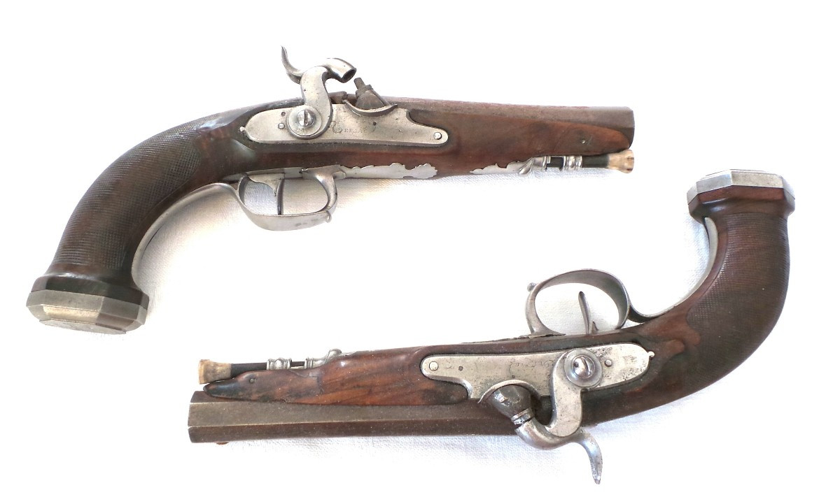 PAIRE DE PISTOLET - II° EMPIRE - PLATINE SIGNE " TERNAC " - XIX°