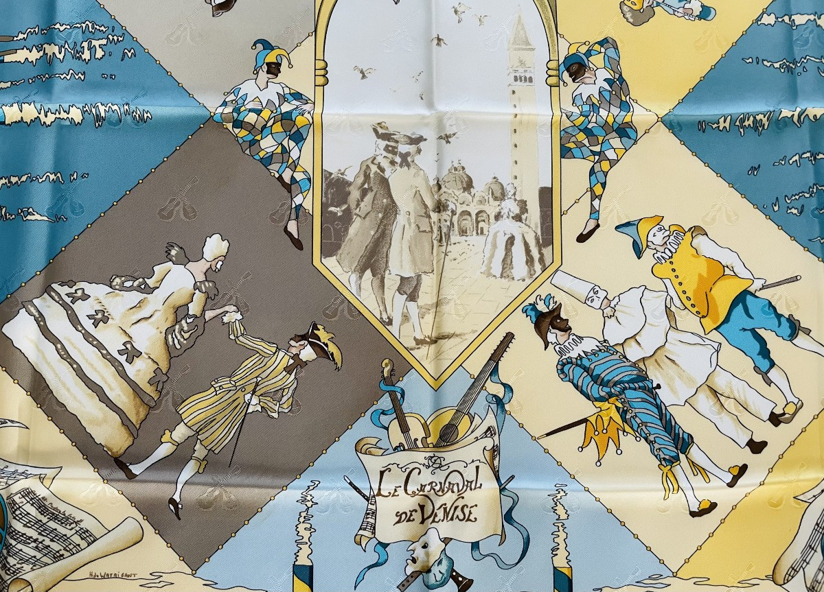 "venice Carnival" Illustrated By "h - De Watriguant" - 1993 - For The House Of Hermes In Paris-photo-2