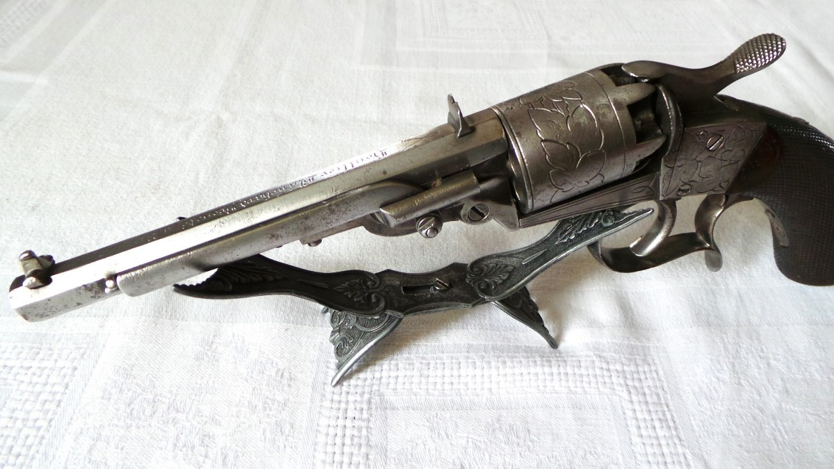 REVOLVER  DE TIR A SIMPLE ACTION - " HOUILLER BLANCHARD " (1840 - 1855 ) - XIX°-photo-3