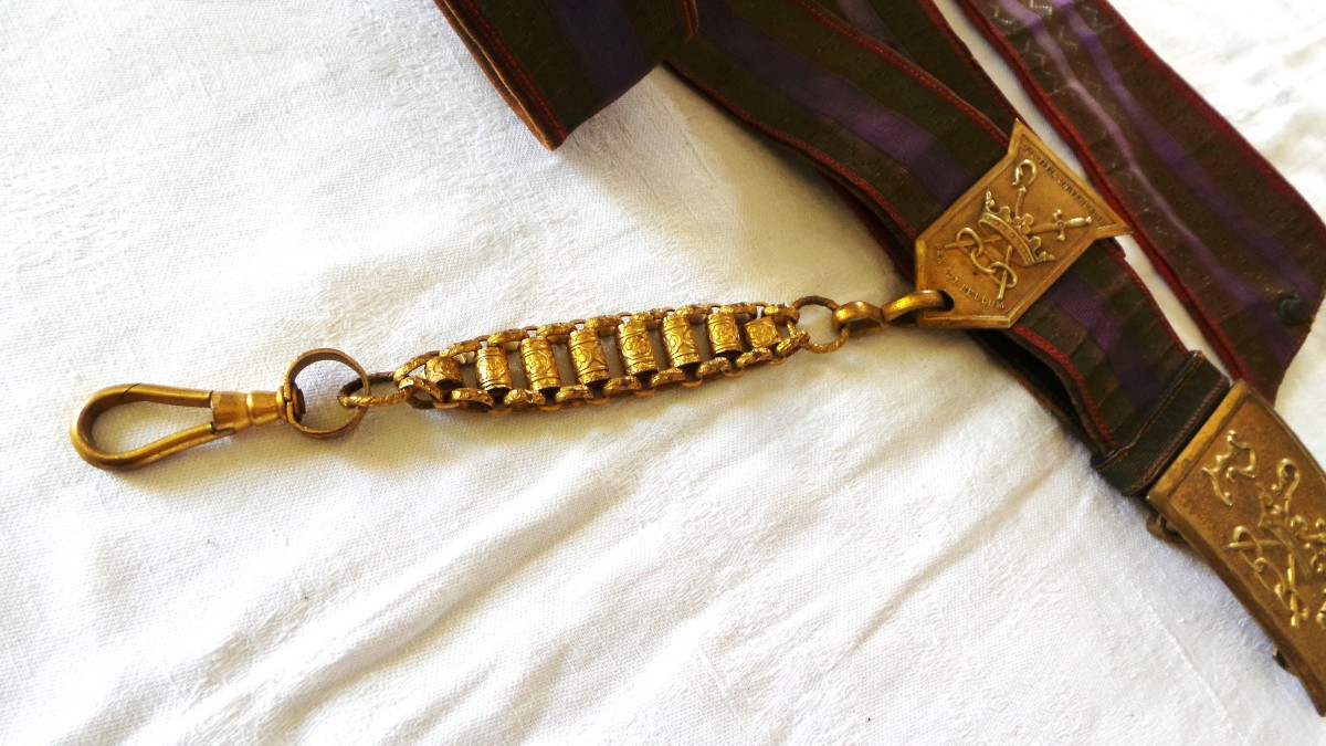 CEINTURON MACONNIQUE - IOOF - PATRIOTE MILITANT - GUERRE CIVILE EPOQUE VICTORIENNE -photo-2