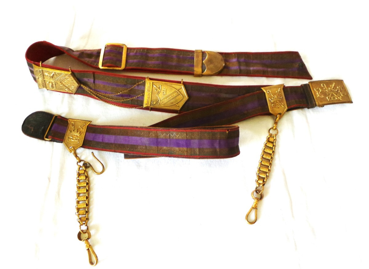 CEINTURON MACONNIQUE - IOOF - PATRIOTE MILITANT - GUERRE CIVILE EPOQUE VICTORIENNE 