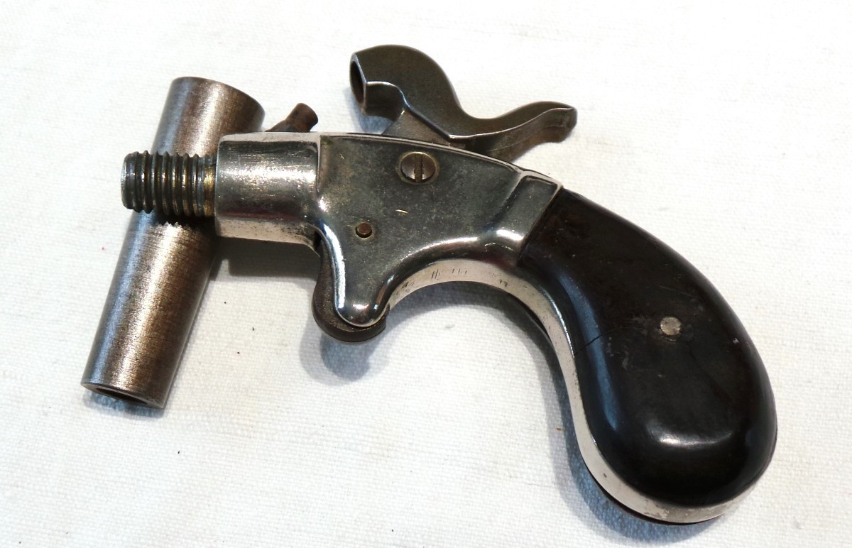 PISTOLET COUP DE POING A PERCUSSION ET BALLE FORCE - CAL 32 - 1840 -1850 - XX°-photo-2