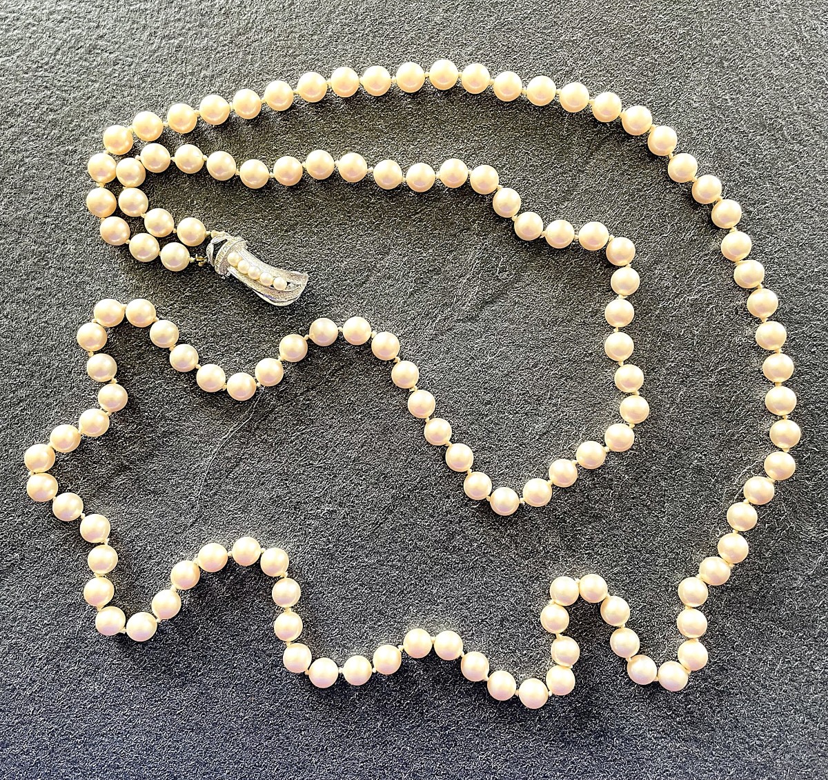 Choker Necklace Of 125 Knotted Beads And Jewelry Barrette - 20th Century -photo-2