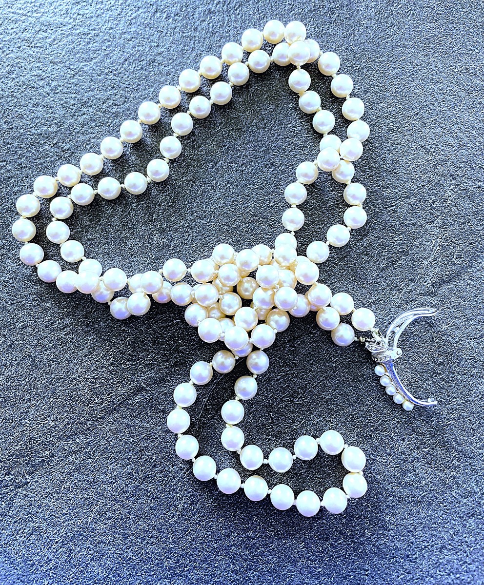 Choker Necklace Of 125 Knotted Beads And Jewelry Barrette - 20th Century -photo-3