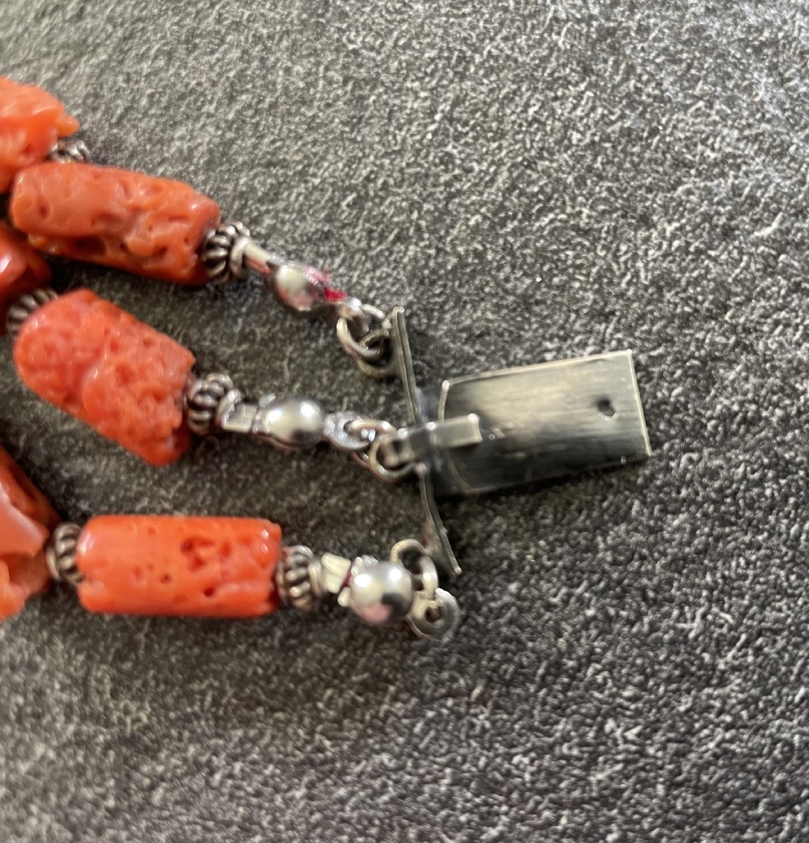 BRACELET EN CORAIL SUR ARGENT 925 -DEBUT XX°.-photo-4