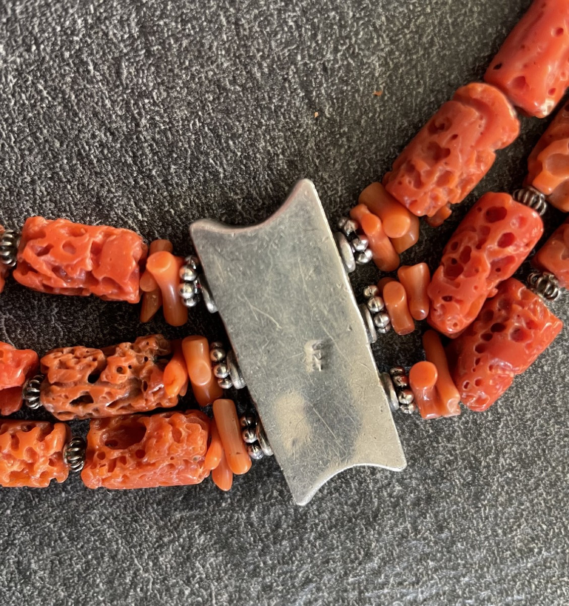 BRACELET EN CORAIL SUR ARGENT 925 -DEBUT XX°.-photo-5