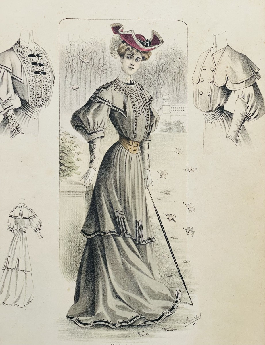 Lot Of 10 Fashion Engravings 19th-20th Century - A. Souchel - "la Mode De Style" 1881-1909-photo-3