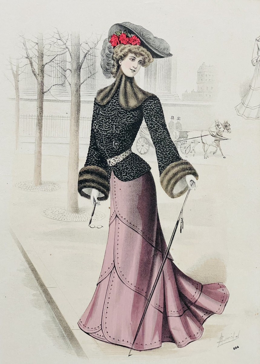 Lot Of 10 Fashion Engravings 19th-20th Century - A. Souchel - "la Mode De Style" 1881-1909-photo-2