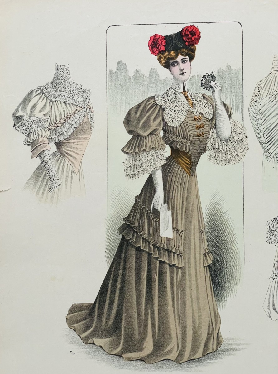 Lot Of 10 Fashion Engravings 19th-20th Century - A. Souchel - "la Mode De Style" 1881-1909-photo-3