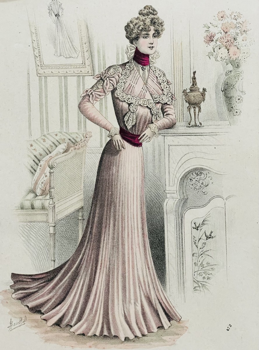 Lot Of 10 Fashion Engravings 19th-20th Century - A. Souchel - "la Mode De Style" 1881-1909-photo-5