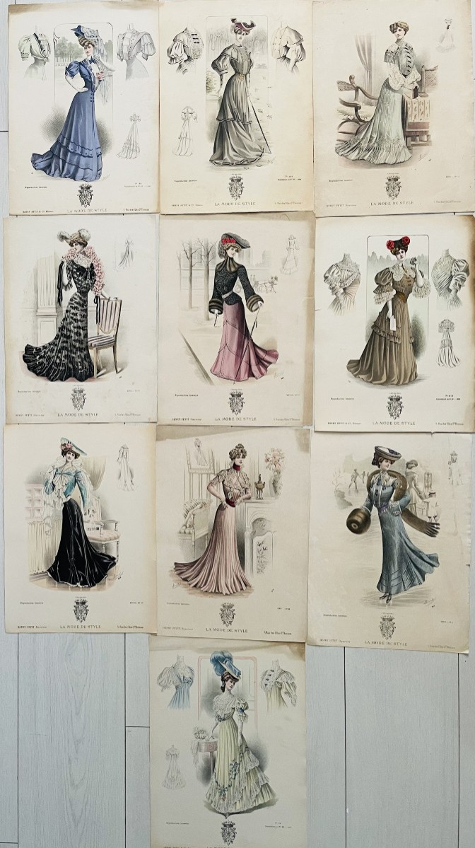 Lot Of 10 Fashion Engravings 19th-20th Century - A. Souchel - "la Mode De Style" 1881-1909
