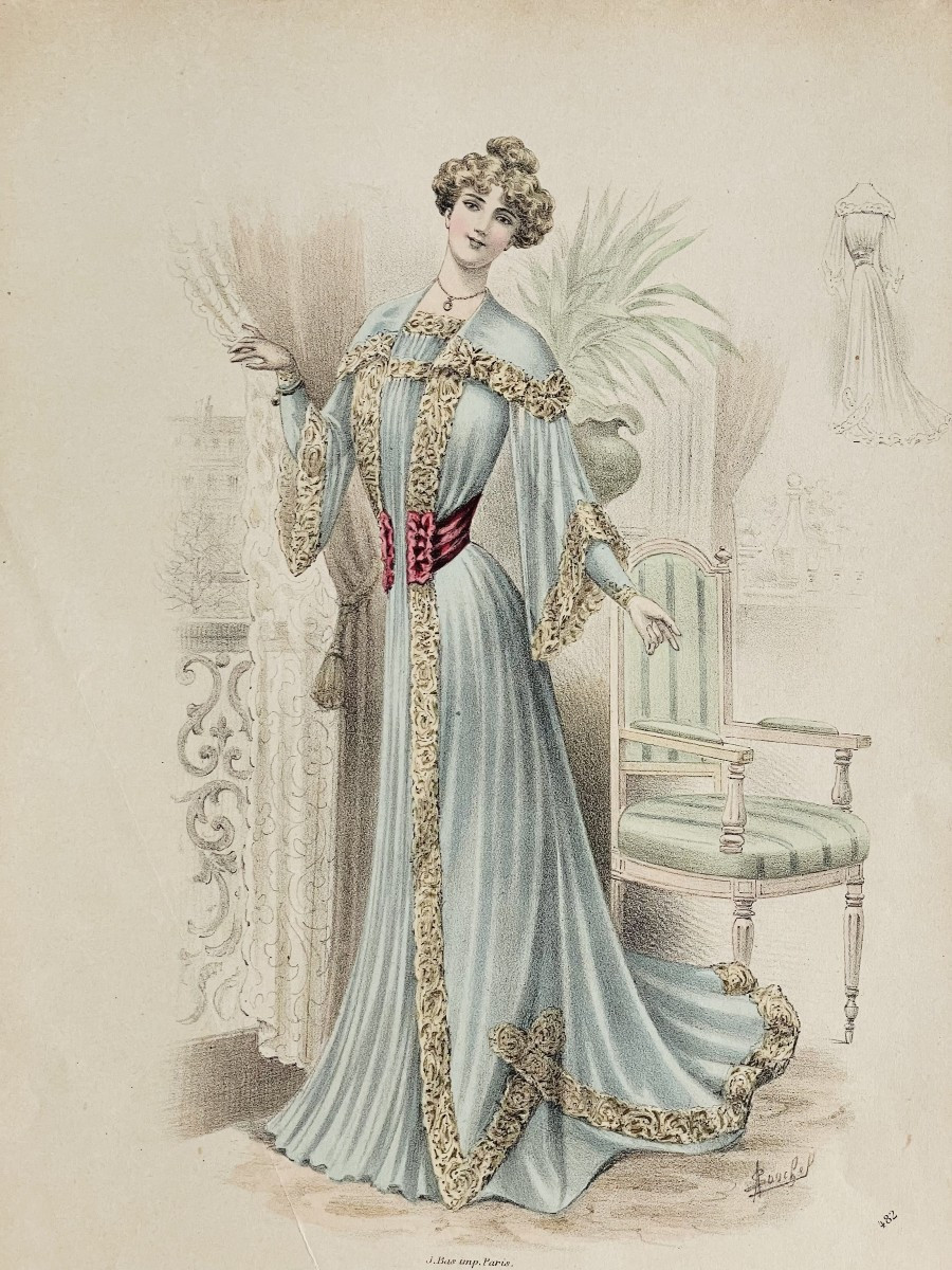 LOT DE 10 GRAVURES DE MODE SIGNE A-SOUCHEL- LA MODE DE STYLE -1881-1909-photo-1