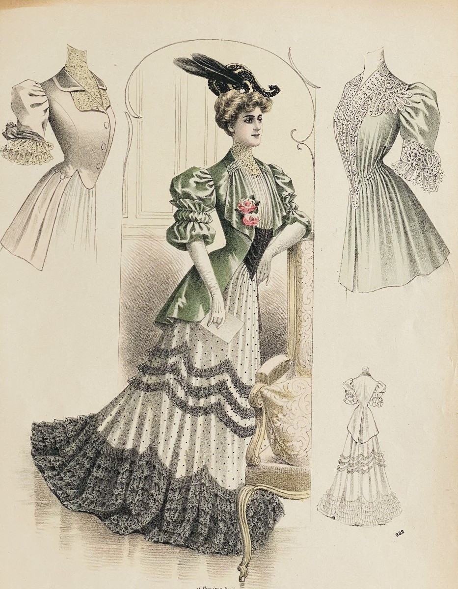 LOT DE 10 GRAVURES DE MODE SIGNE A-SOUCHEL- LA MODE DE STYLE -1881-1909-photo-3