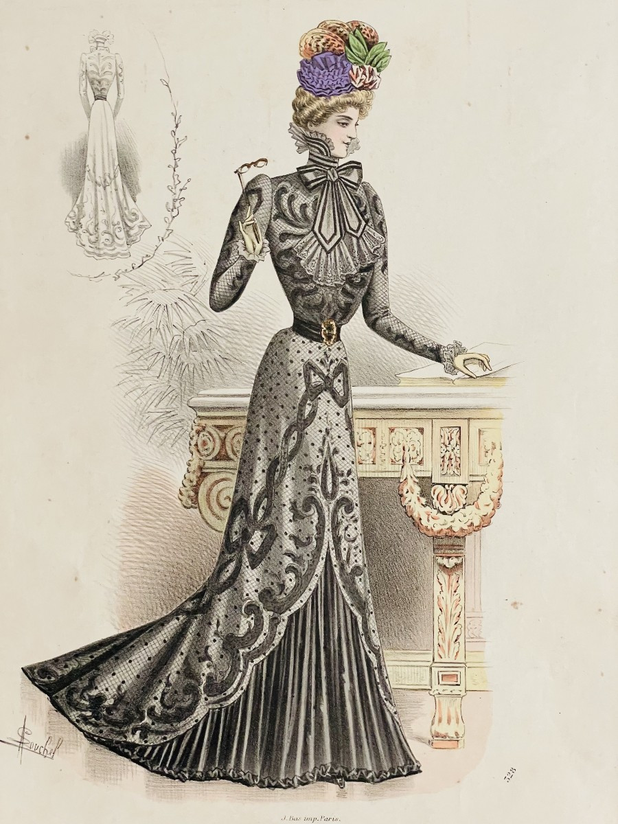 LOT DE 10 GRAVURES DE MODE SIGNE A-SOUCHEL- LA MODE DE STYLE -1881-1909-photo-4