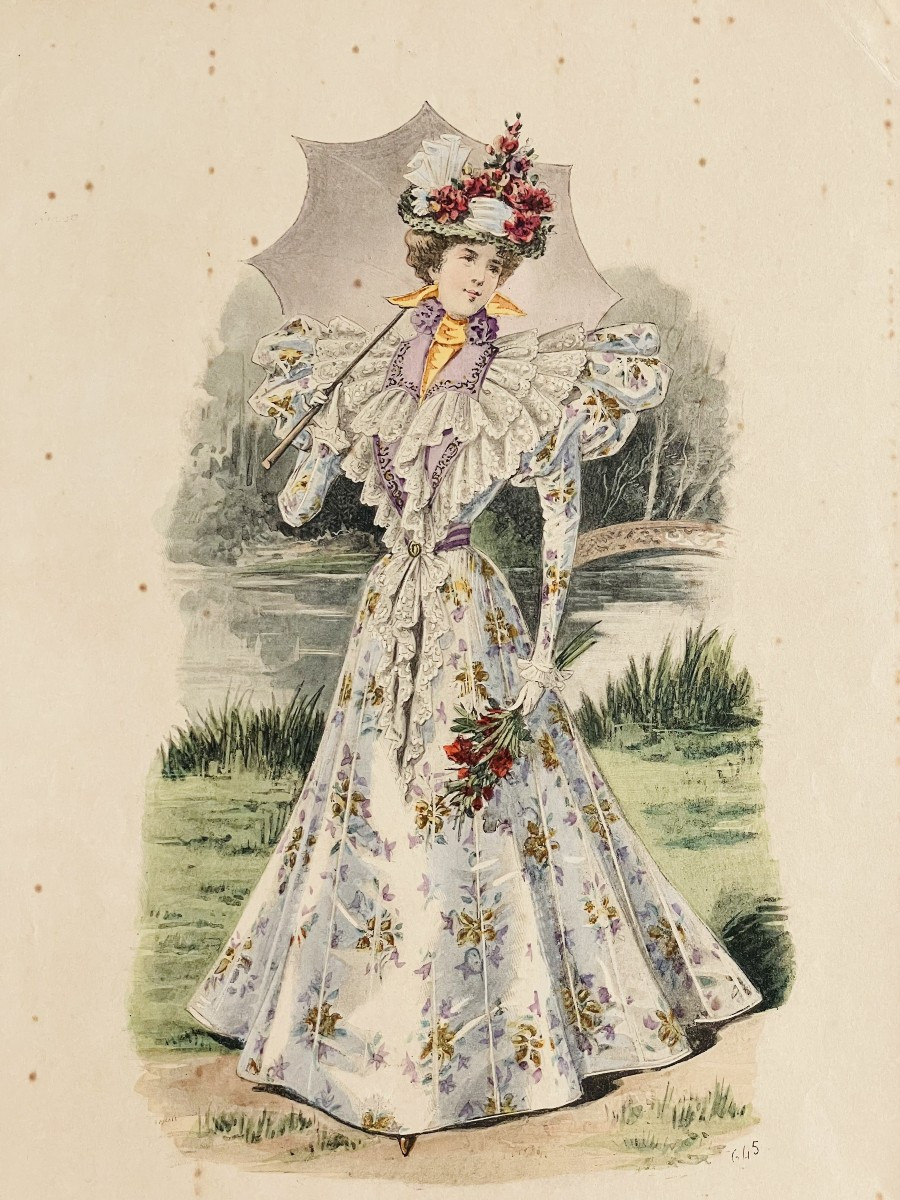 LOT DE 10 GRAVURES DE MODE SIGNE A-SOUCHEL- LA MODE DE STYLE -1881-1909-photo-5