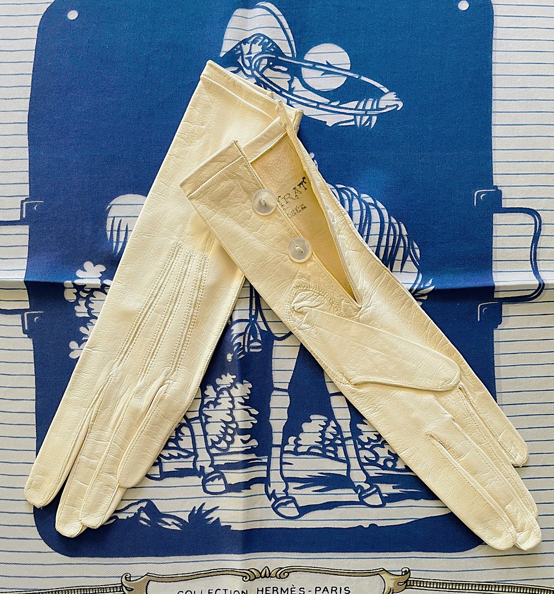 Set Of 4 Pairs Of Short Goatskin And Leather Gloves - Circa 1920-1925-photo-2