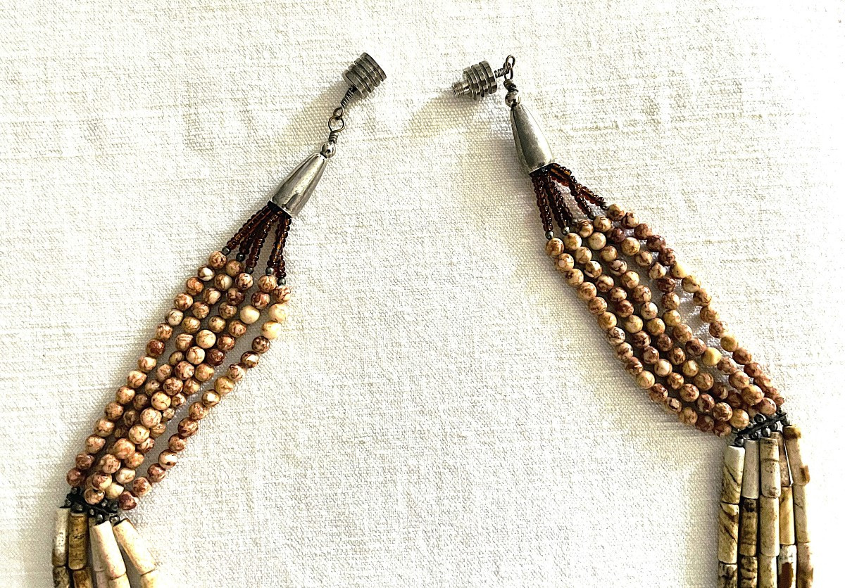 COLLIER ETHNIQUE " NAVAJO " - TURQUOISE & TOURMALINE - USA - XX°-photo-6