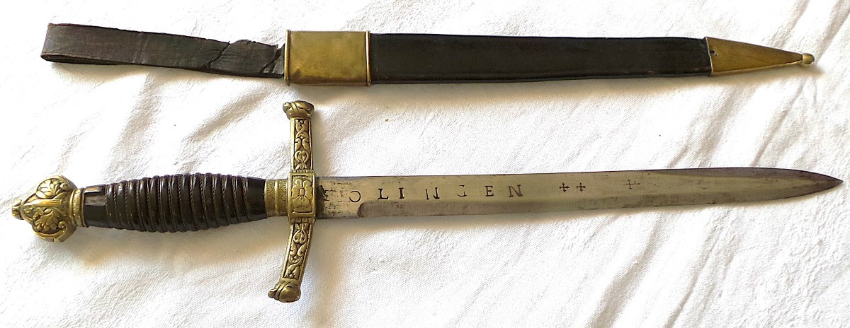 Dagger With Its Sheath - Solingen Knegt - 19th Century