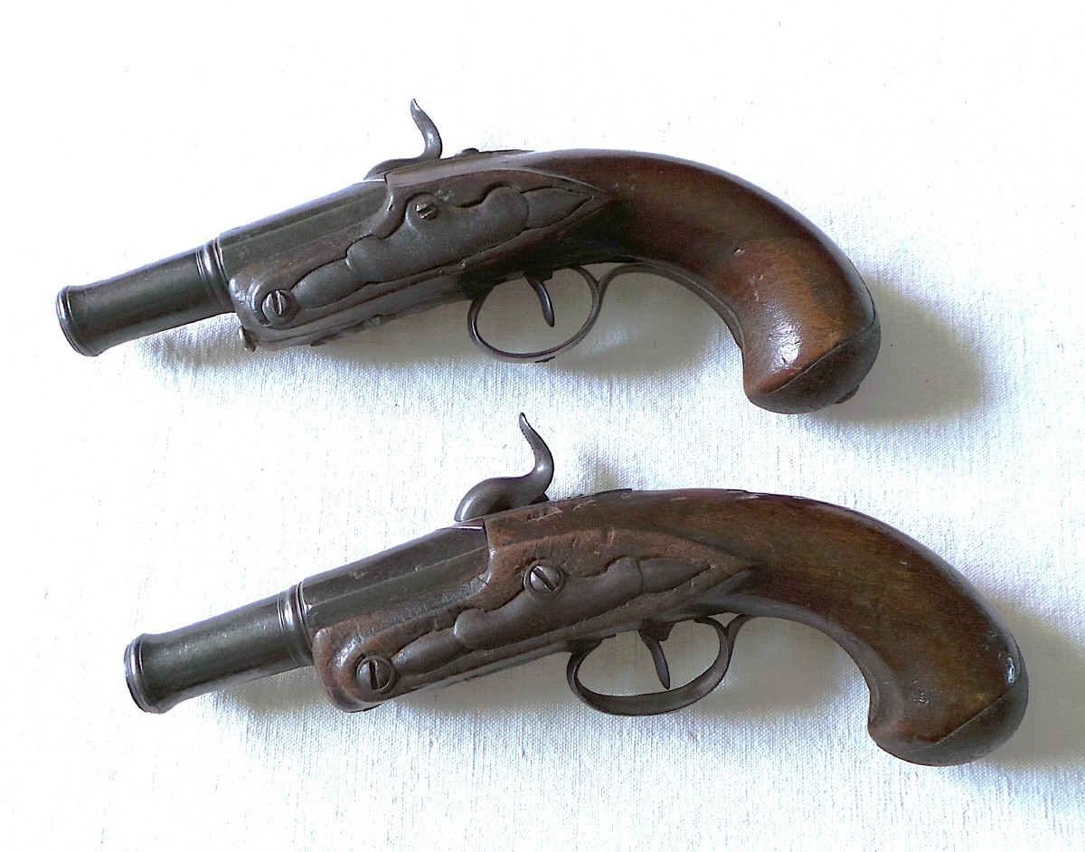 PAIRE DE PISTOLET DE VOYAGE EPOQUE LOUISXVI° - XVIII°-photo-2