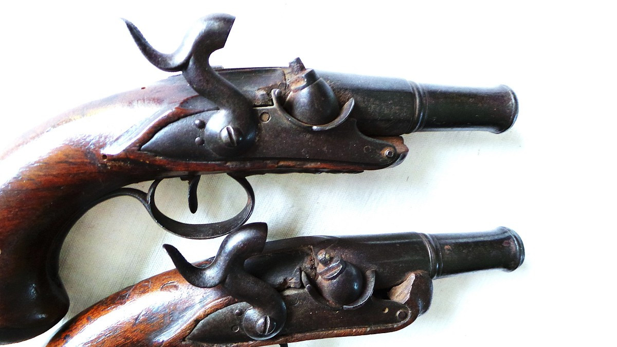 PAIRE DE PISTOLET DE VOYAGE EPOQUE LOUISXVI° - XVIII°-photo-4