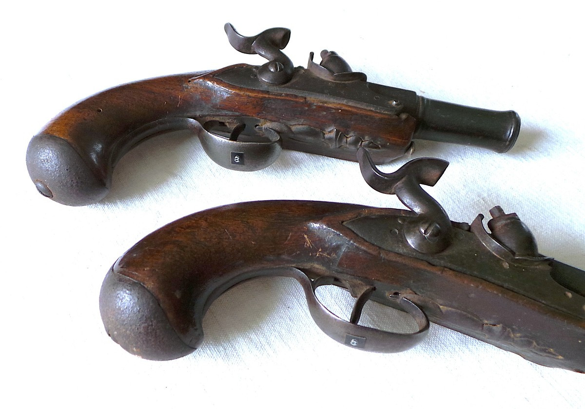 PAIRE DE PISTOLET DE VOYAGE EPOQUE LOUISXVI° - XVIII°-photo-1