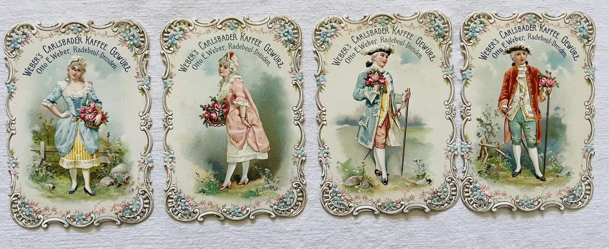 CARTES ILLUSTREES GAUFREES - PERSONNAGES VETEMENTS D EPOQUE - PAR OTTO. E .WEBER-photo-2
