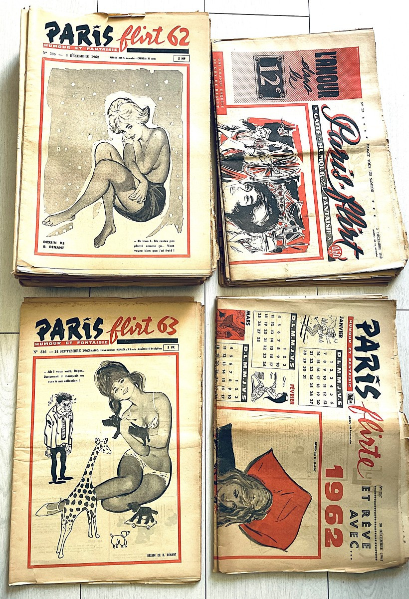 Lot Of 53 Copies Of The Magazine "paris Flirt" Humor & Fantasy - Year 1960 -photo-2