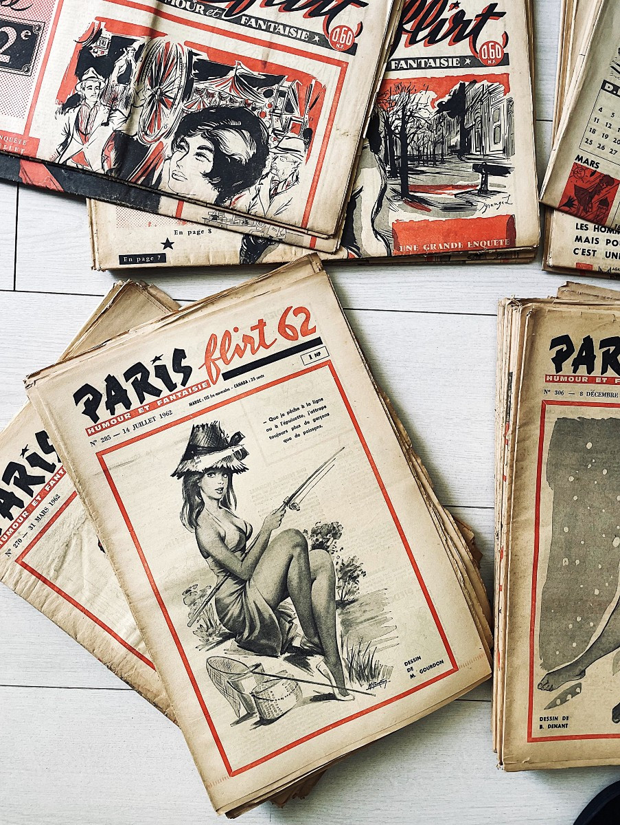 Lot Of 53 Copies Of The Magazine "paris Flirt" Humor & Fantasy - Year 1960 -photo-2
