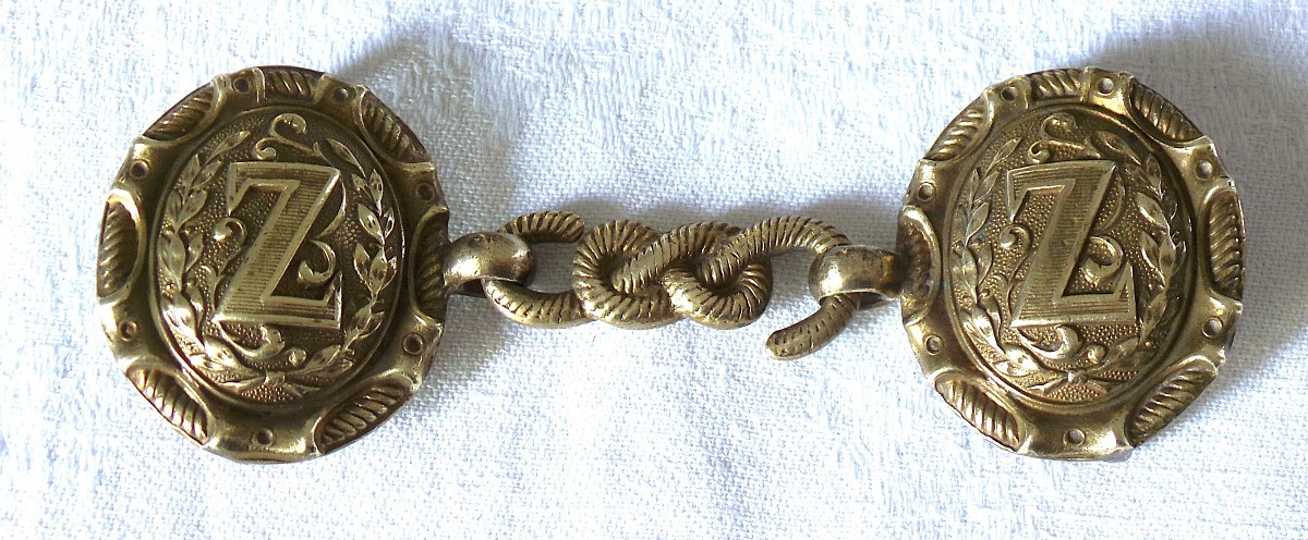 BOUCLE DE CEINTURON A DOUBLE PLATEAU D OFFICIER DES ZOUAVES - II° EMPIRE -  XIX°.