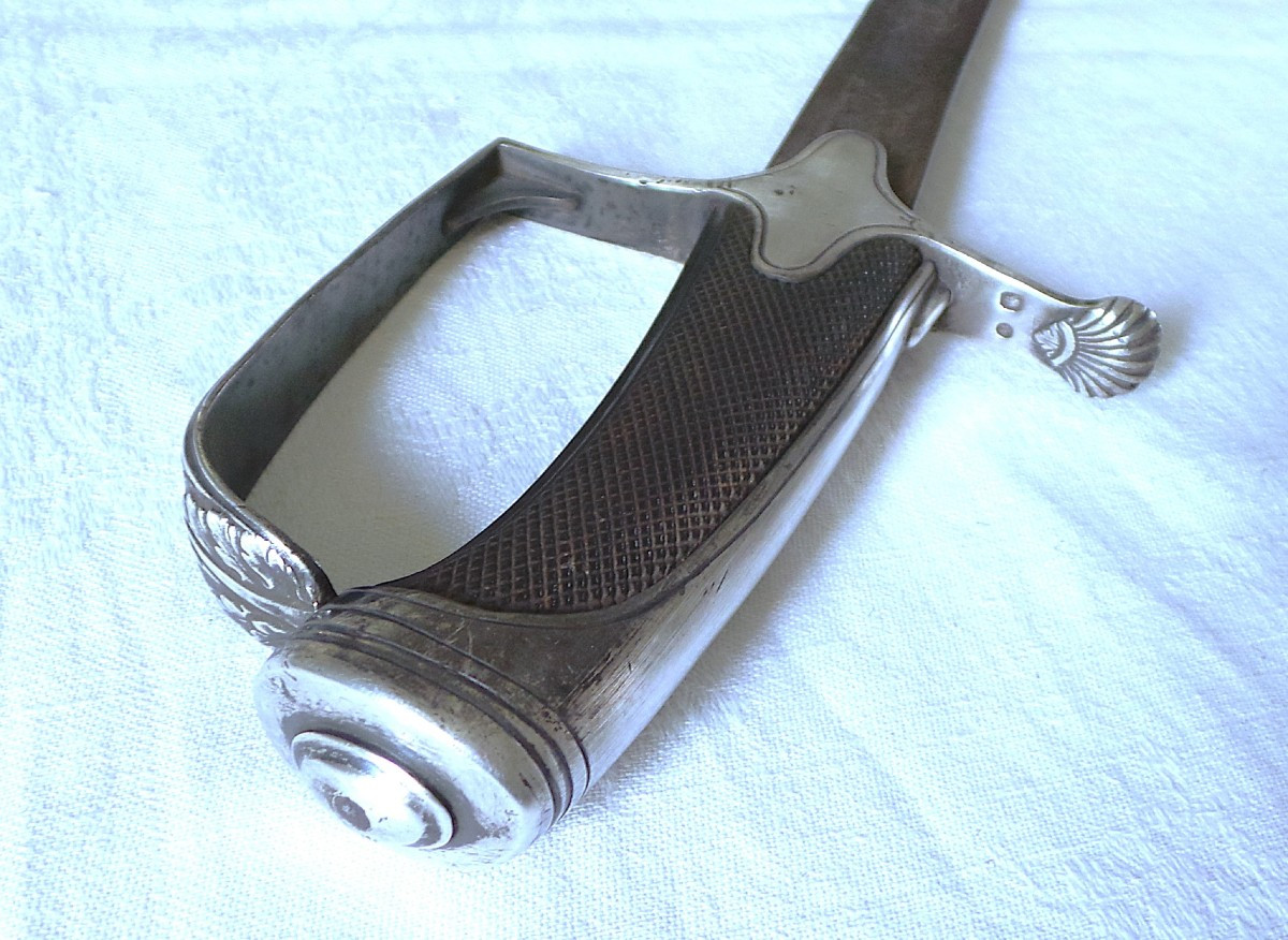 1 St Empire Silver Mounted Horse Hunter Officer's Saber - Second Coq Paris - France-photo-3