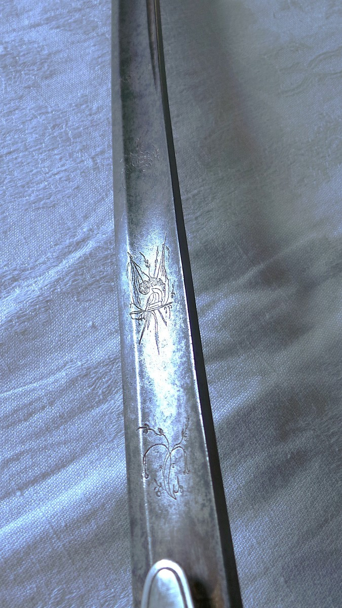 1 St Empire Silver Mounted Horse Hunter Officer's Saber - Second Coq Paris - France-photo-5